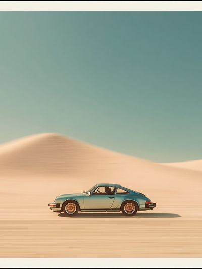 Desert Porsche 911 Retro Print. poster print