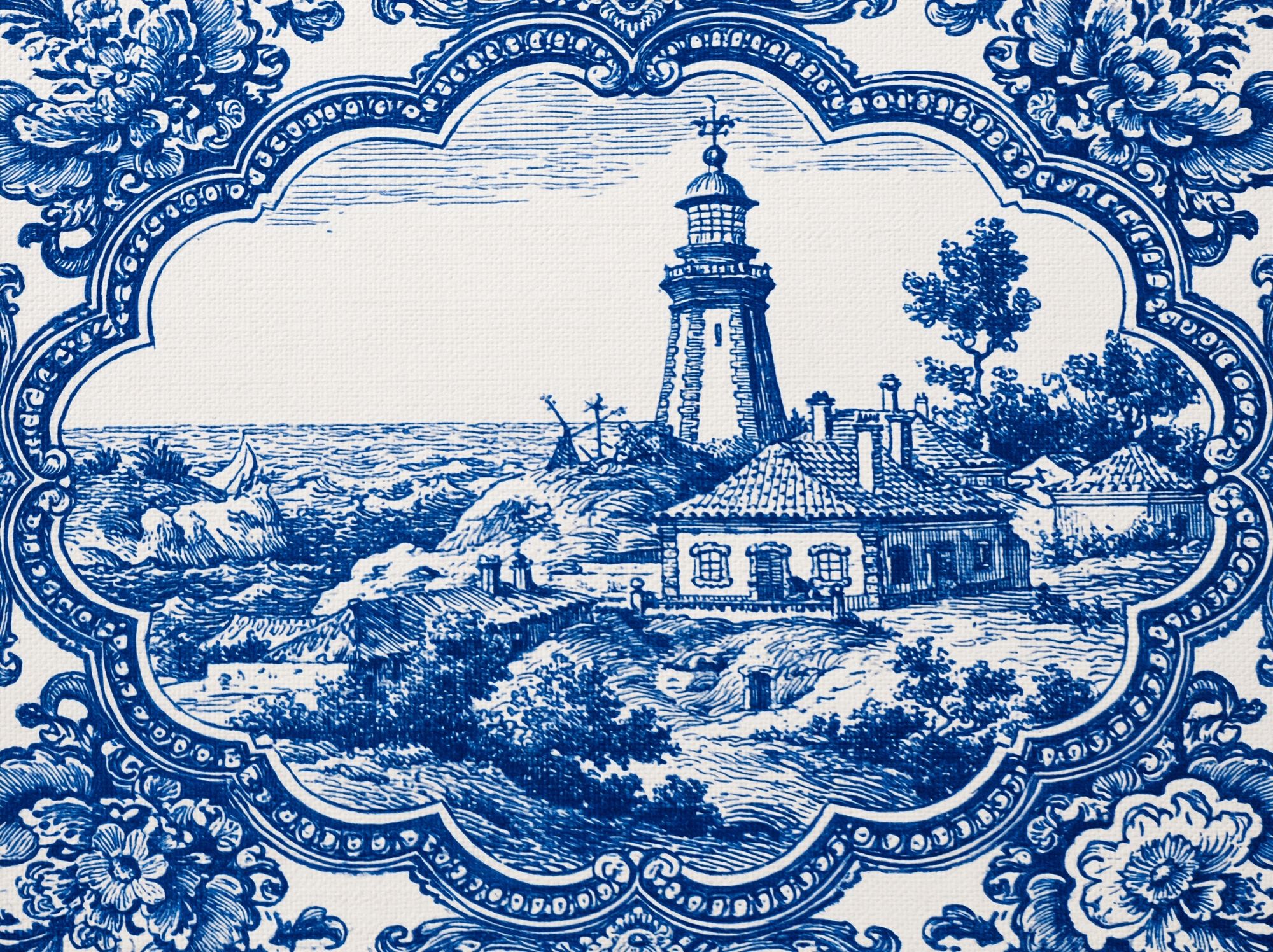 Lighthouse Coastal Toile Print.