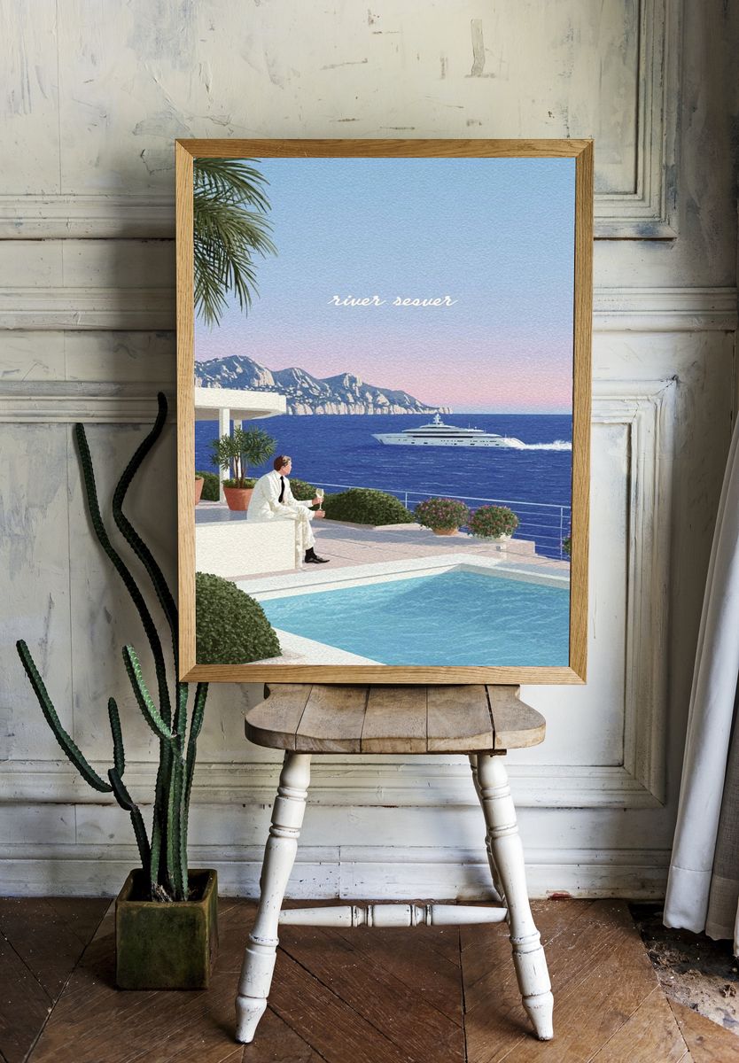 Riviera Seaside Terrace Print. room preview