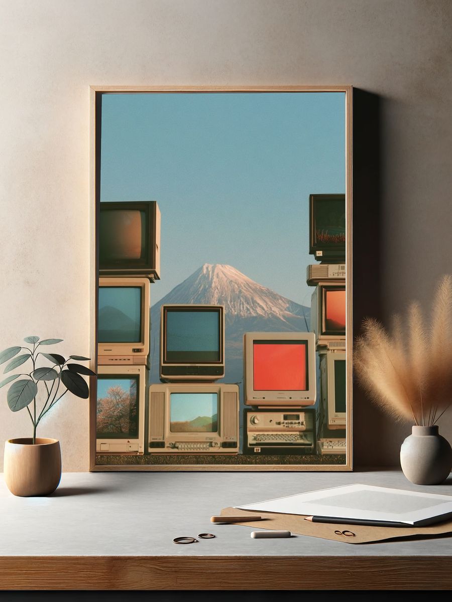 Retro CRT Mountain Stack Poster. — room view 2