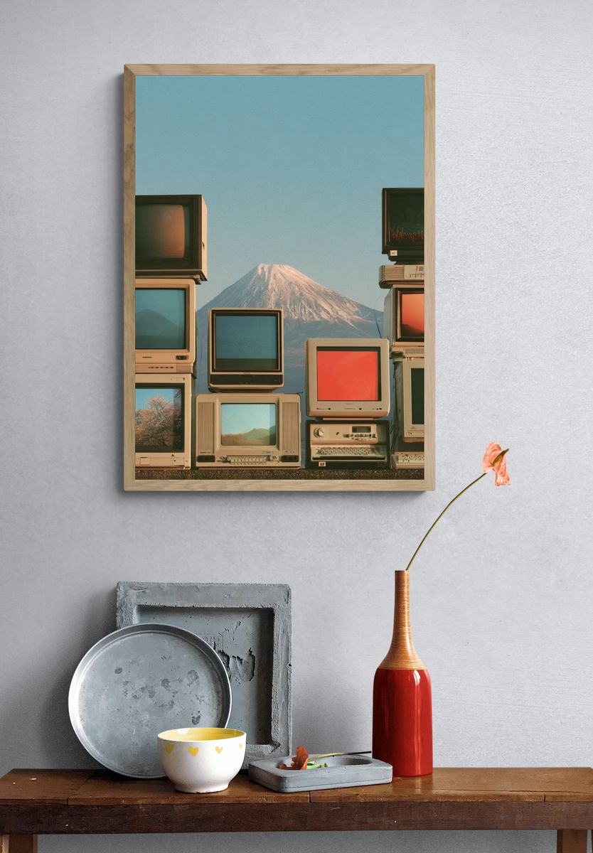 Retro CRT Mountain Stack Poster. — room view 3