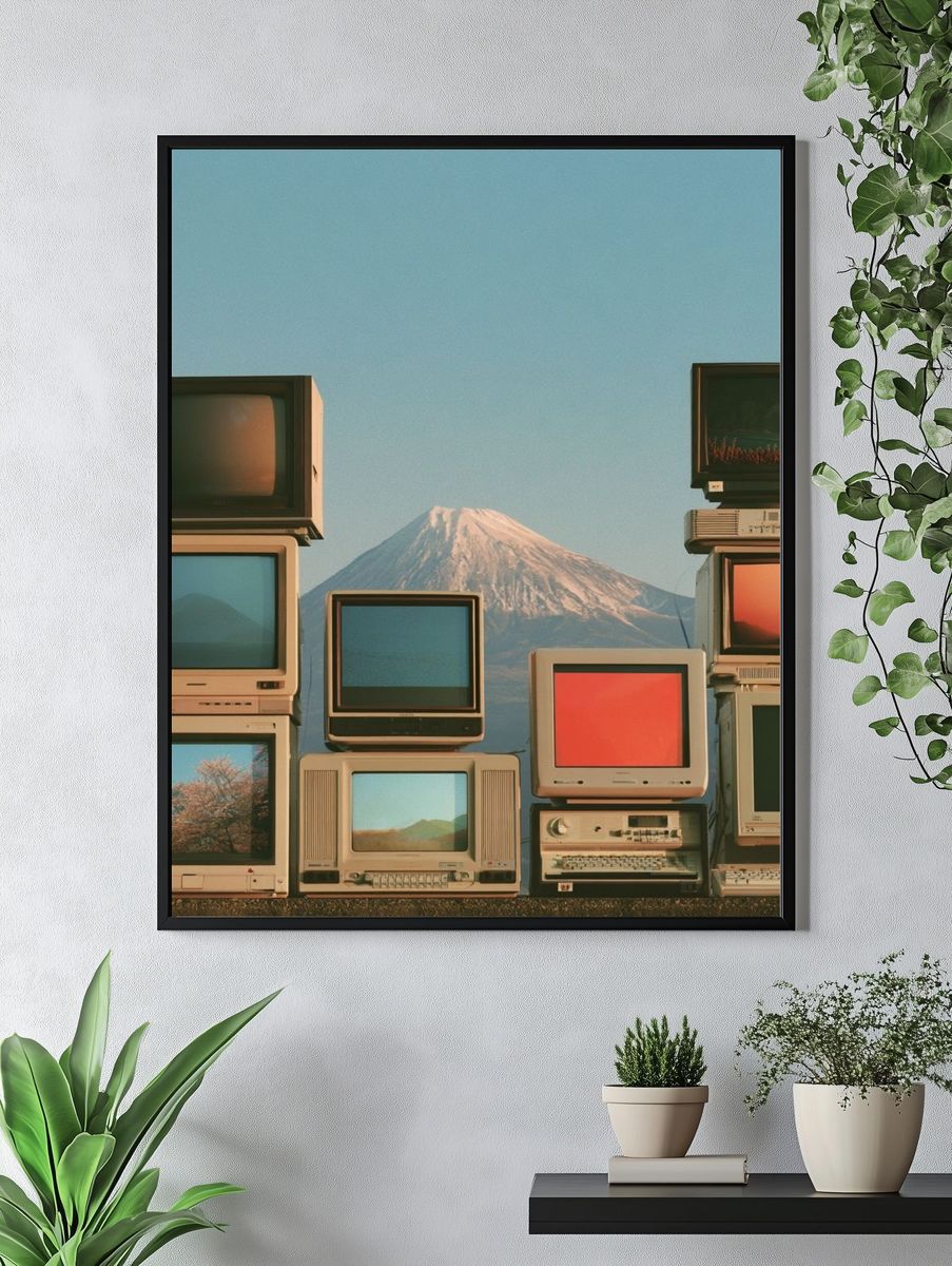 Retro CRT Mountain Stack Poster. — room view 4