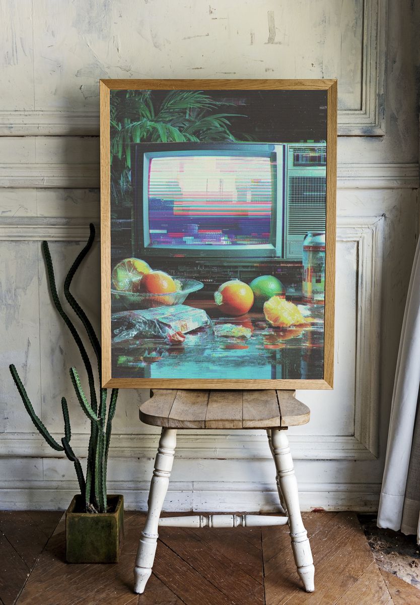 Vaporwave TV Still Life Poster. room preview