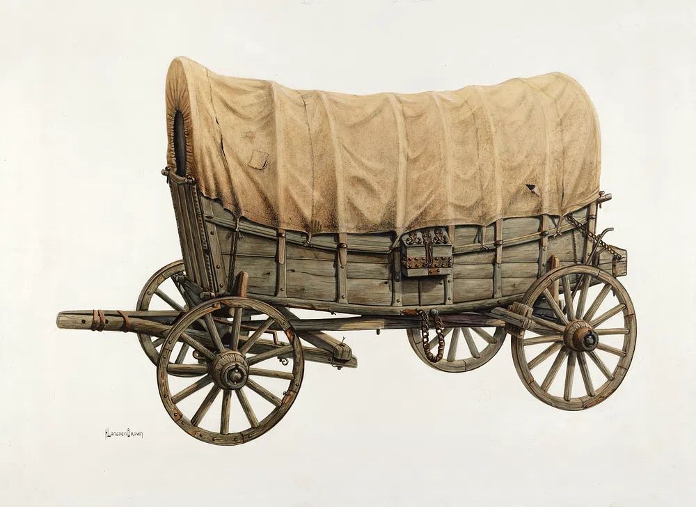 Vintage Covered Wagon — Fine Art Print. poster — vintage art