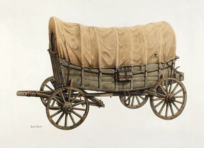 Vintage Covered Wagon — Fine Art Print. poster