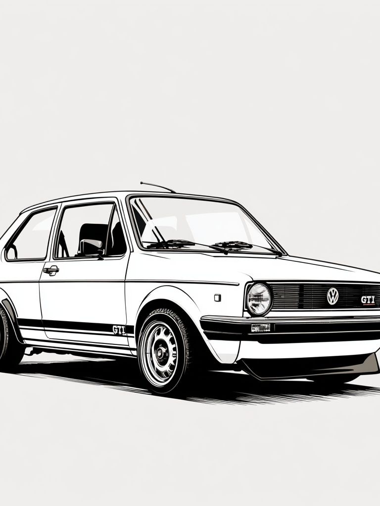 VW Golf GTI Line Art Poster. poster detail