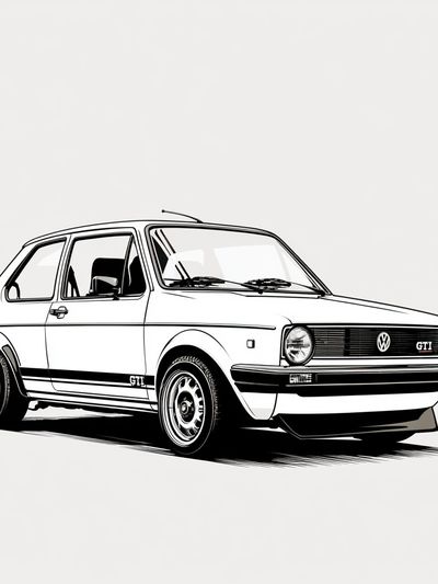 VW Golf GTI Line Art Poster.