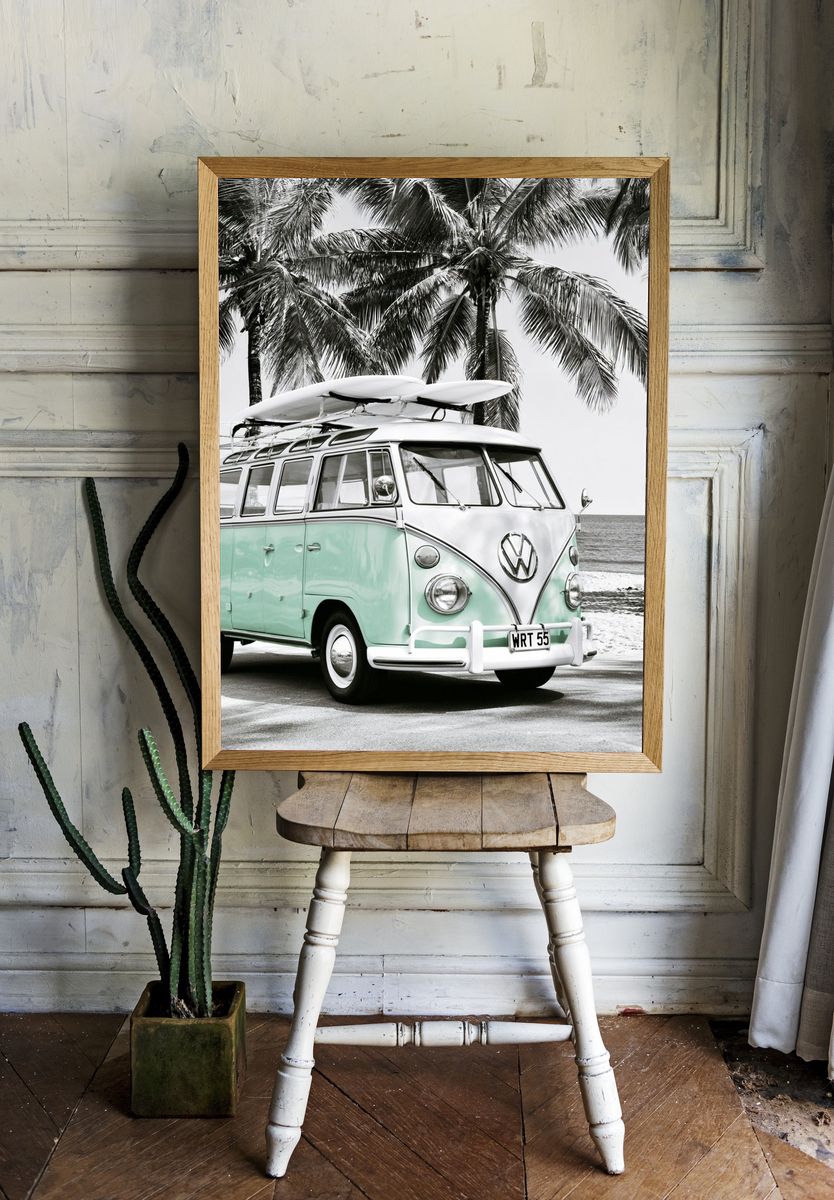 Vintage VW Surf Van Poster. — room view 1
