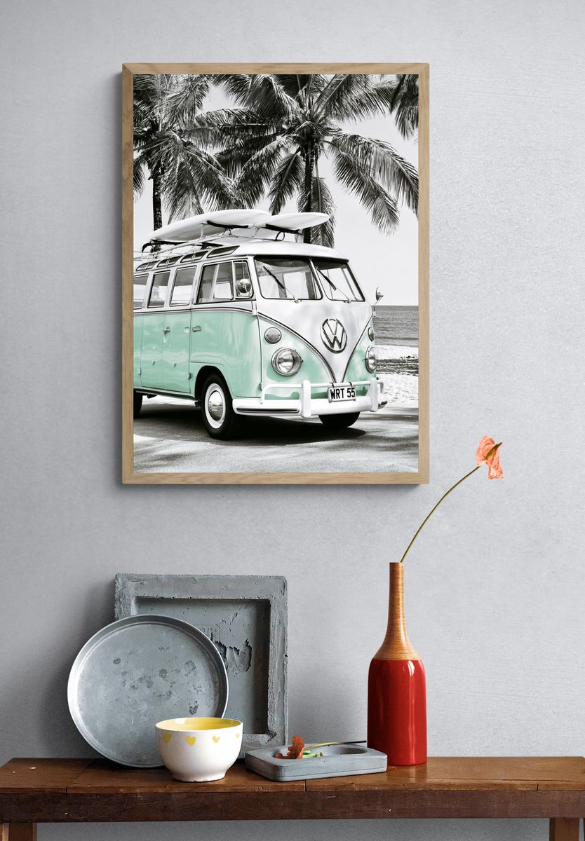 Vintage VW Surf Van Poster. — room view 3