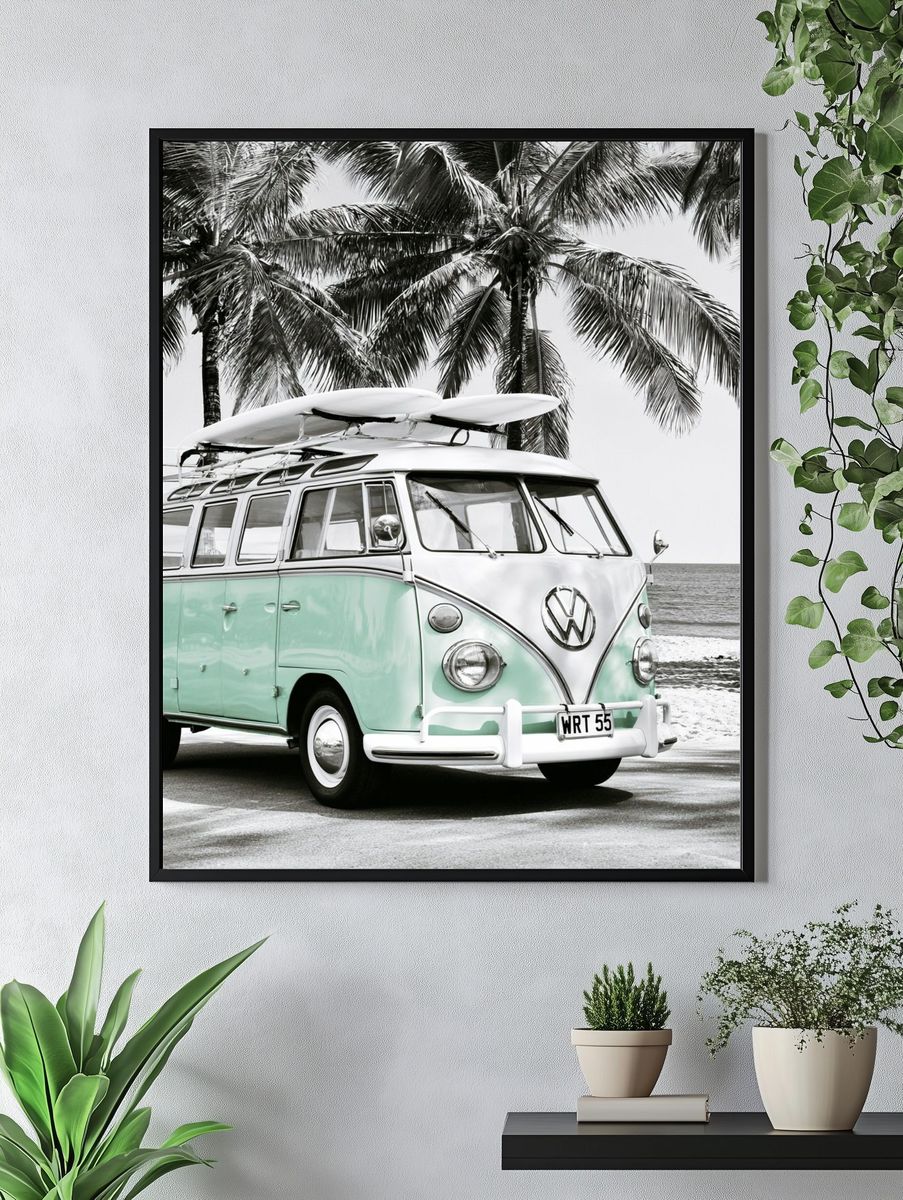 Vintage VW Surf Van Poster. — room view 4
