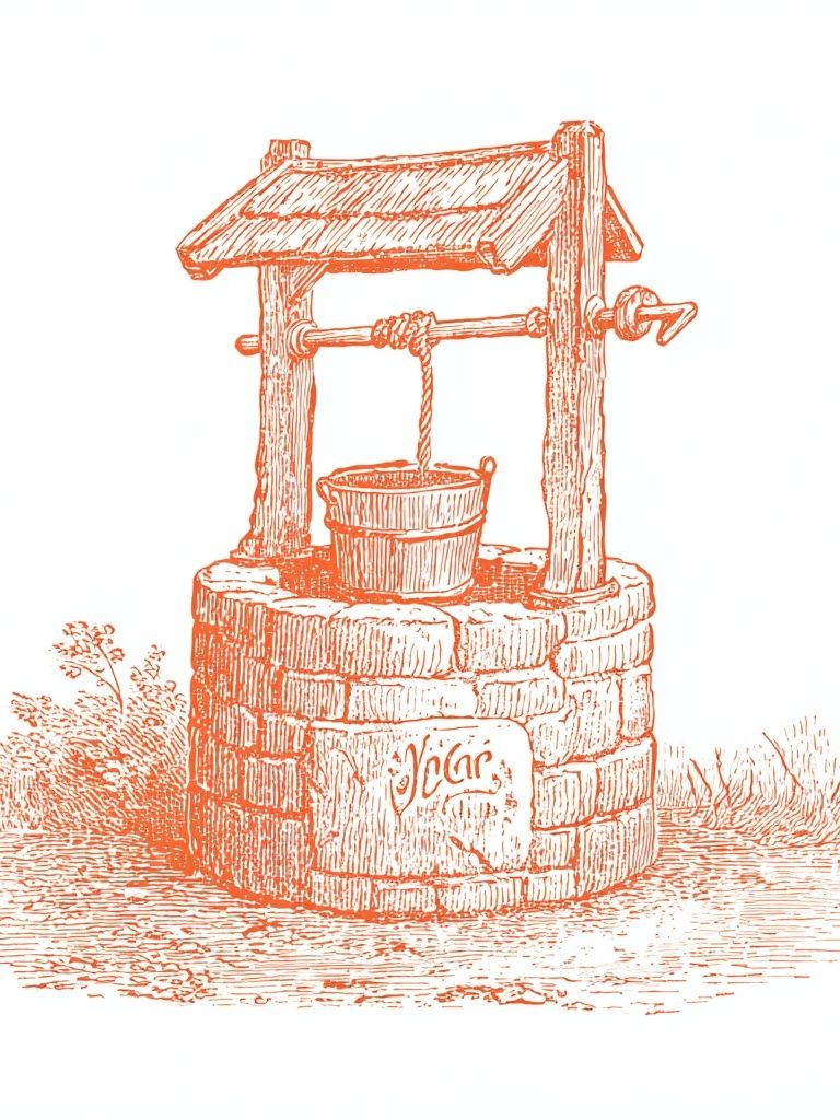 Vintage Well Illustration Poster. poster detail