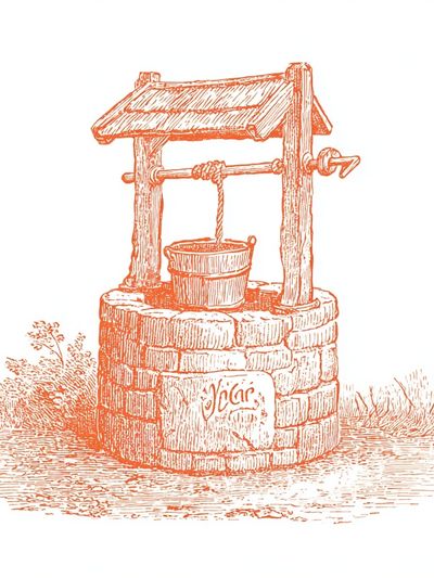 Vintage Well Illustration Poster.