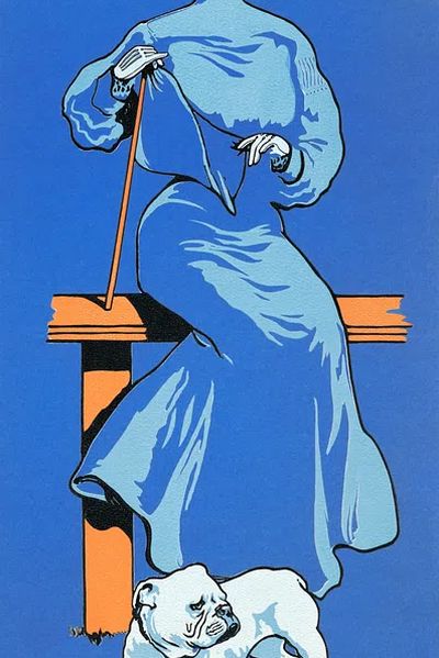 Elegant Woman with Bulldog — Vintage Print