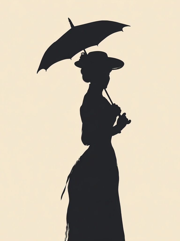 Elegant Woman Silhouette — Vintage Print.