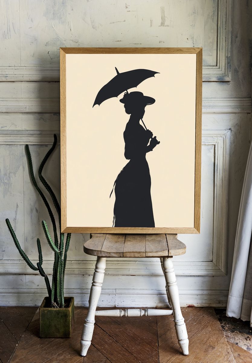 Elegant Woman Silhouette — Vintage Print room preview