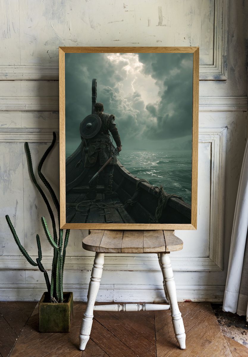 Viking Warrior on Ship — Fantasy Print room preview