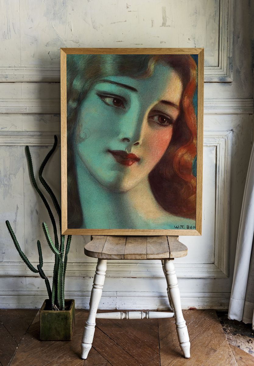 Elegant Woman Portrait — Vintage Print room preview