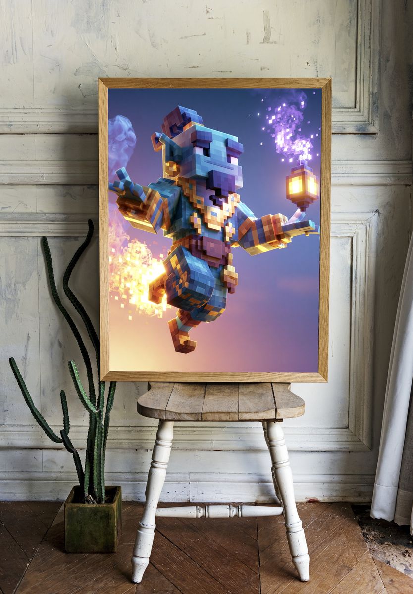 Voxel Mage Digital Art Poster. — room view 1