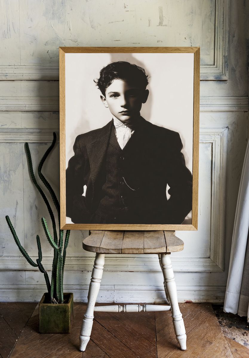 Vintage Portrait of a Young Boy — Fine Art Print. room preview
