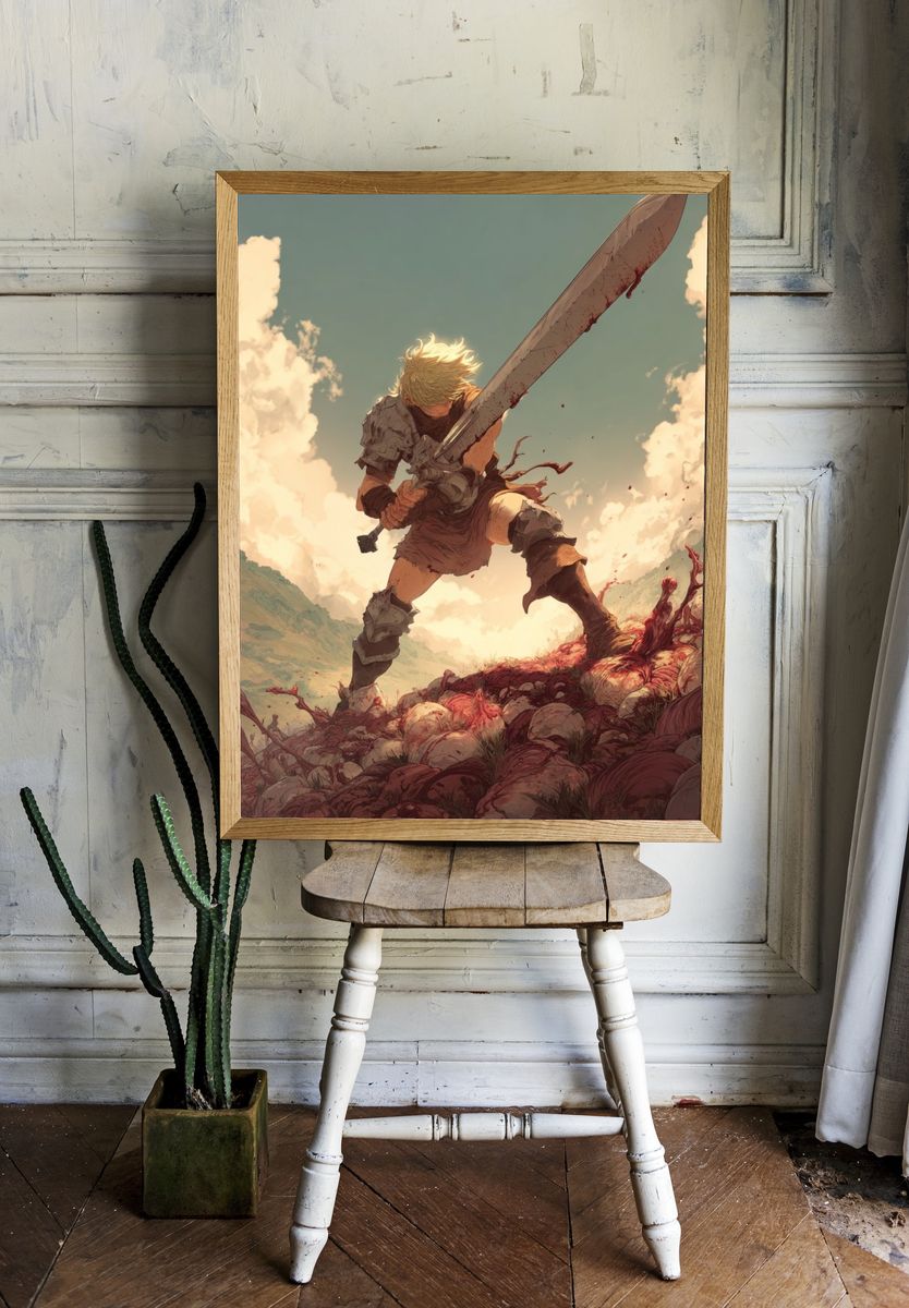 Warrior in Battle — Digital Art Print room preview