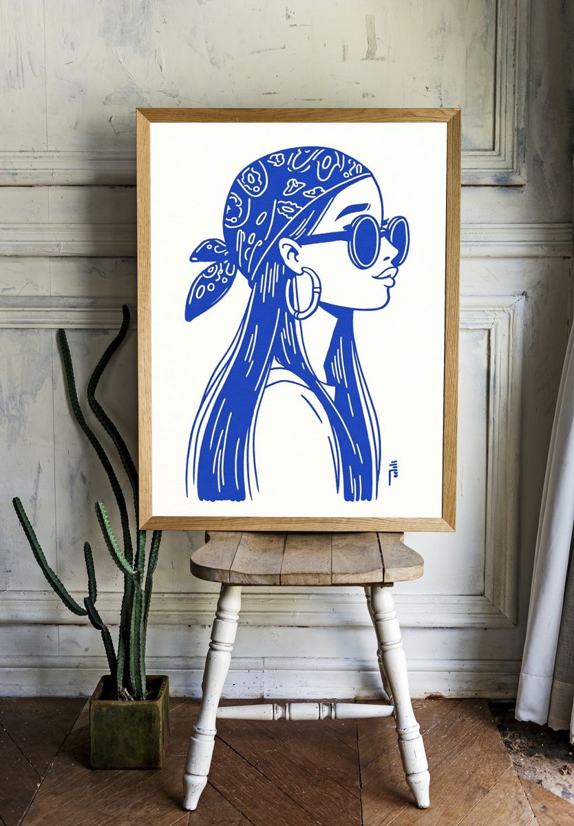 Stylish Woman — Illustration Print room preview