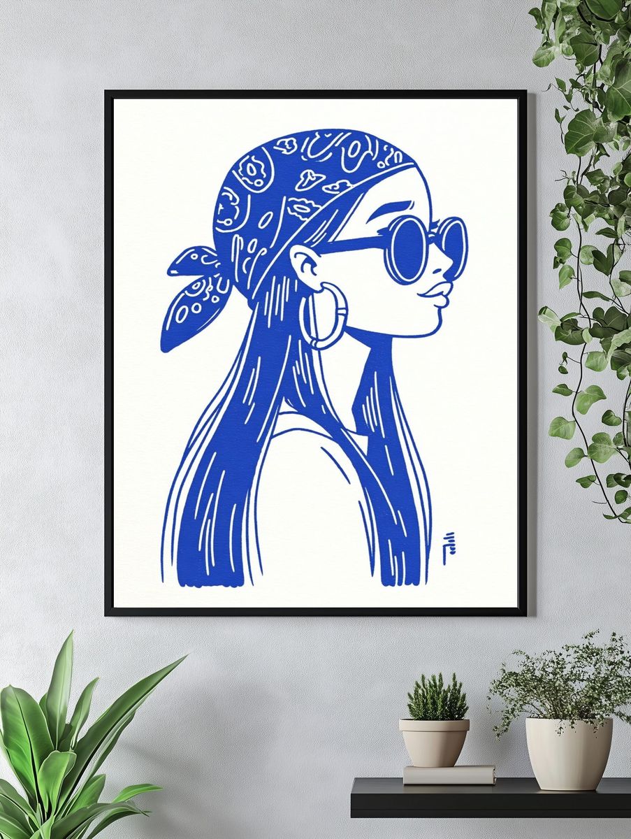 Stylish Woman — Illustration Print. — room view 4