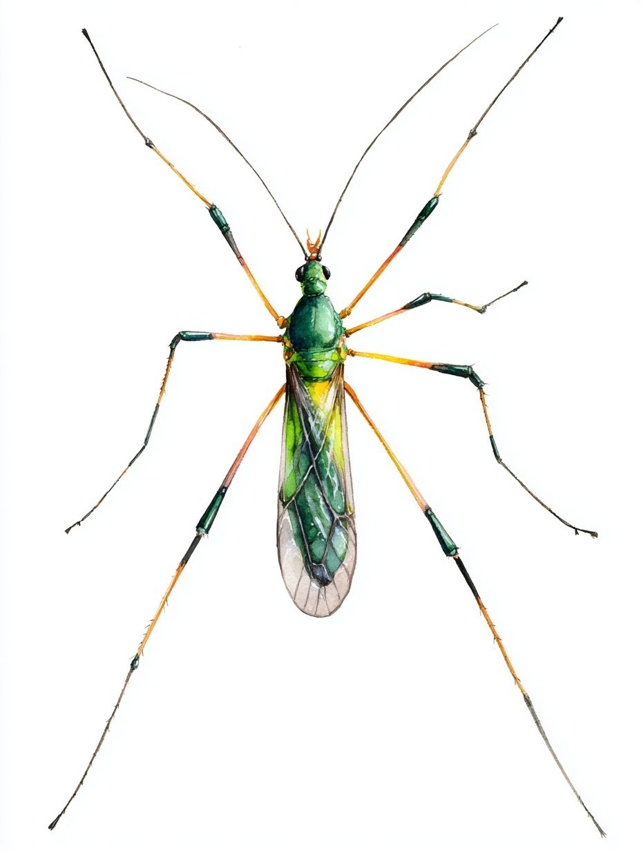 Green Mosquito — Watercolor Print. poster detail