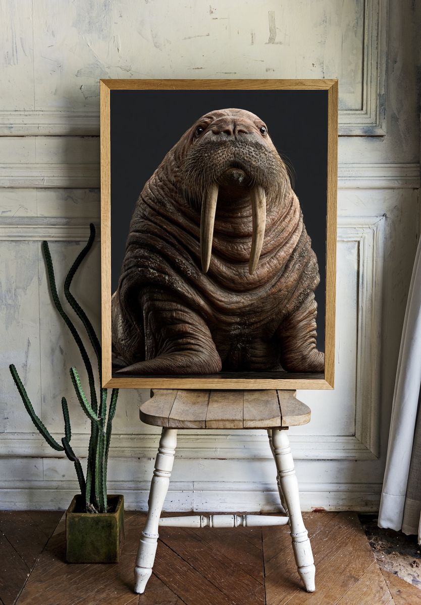 Walrus Portrait Photography Poster. — room view 1