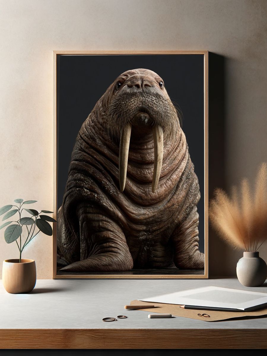 Walrus Portrait Photography Poster. — room view 2
