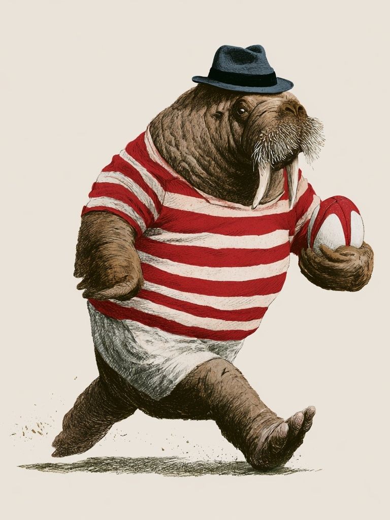 Walrus in Striped Shirt Illustration Poster. poster — illustration art