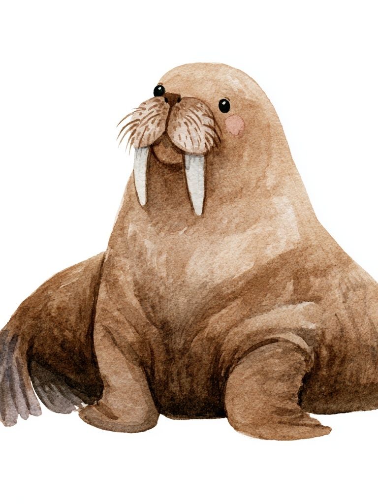 Walrus Watercolor Poster. poster detail