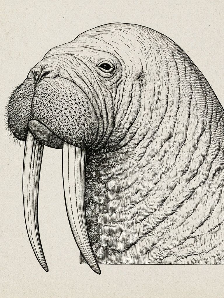 Walrus Portrait Illustration Poster. poster — animals art