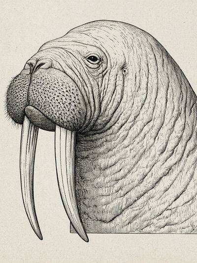 Walrus Portrait Illustration Poster. poster