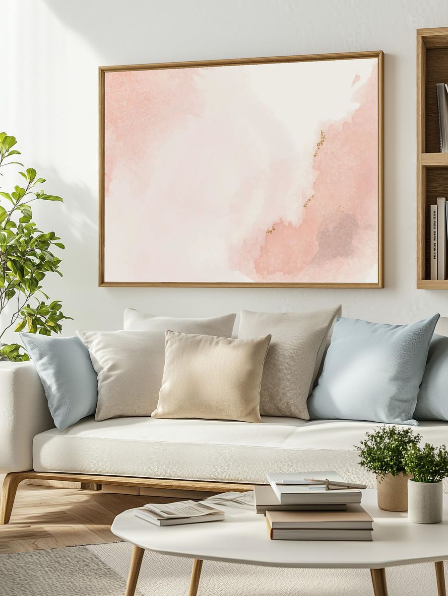 Blush Watercolor Abstract Poster. — room view 2