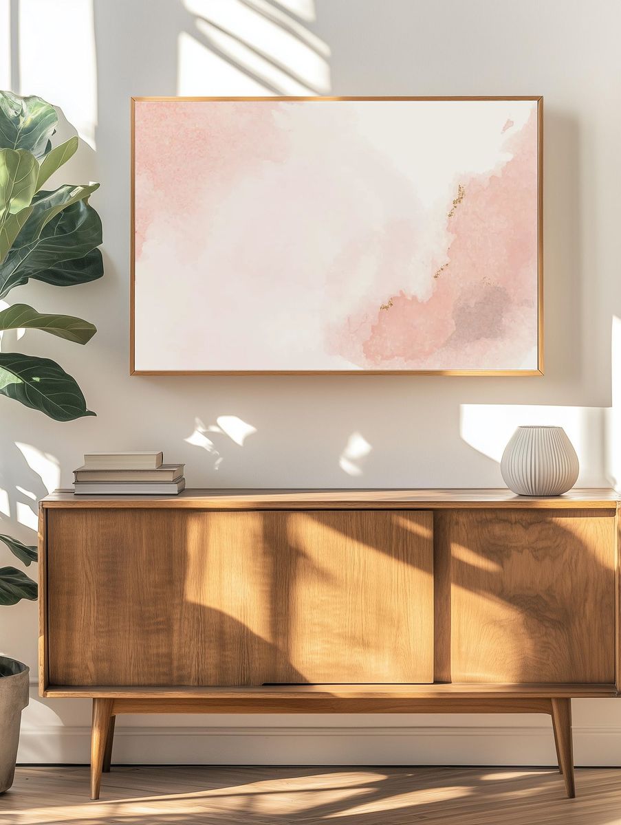 Blush Watercolor Abstract Poster. — room view 3