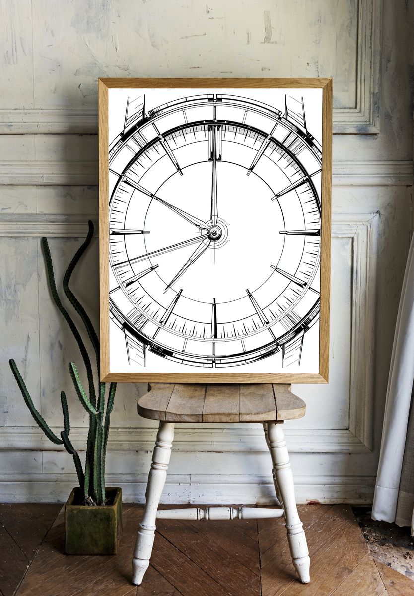 Skeleton Watch Dial Illustration Poster. room preview
