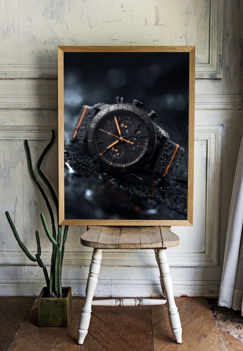 Sleek Black Watch — Photography Print. — room view 1