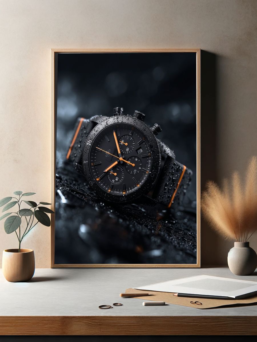 Sleek Black Watch — Photography Print. — room view 2
