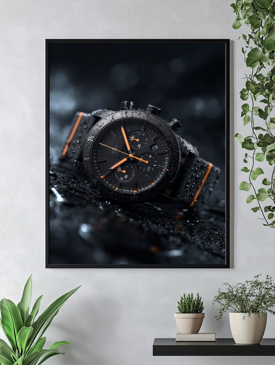 Sleek Black Watch — Photography Print. — room view 4