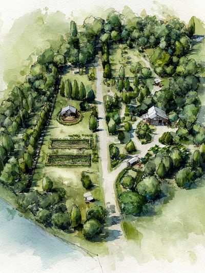 Watercolor Garden Estate Print. poster