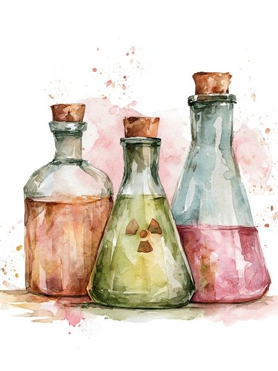 Watercolor Potion Bottles Print. poster