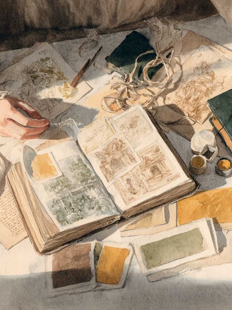 Watercolor Sketchbook Still Life Print. poster detail