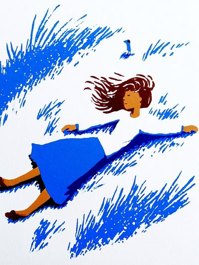 Woman in Blue Grass — Illustration Print. poster print