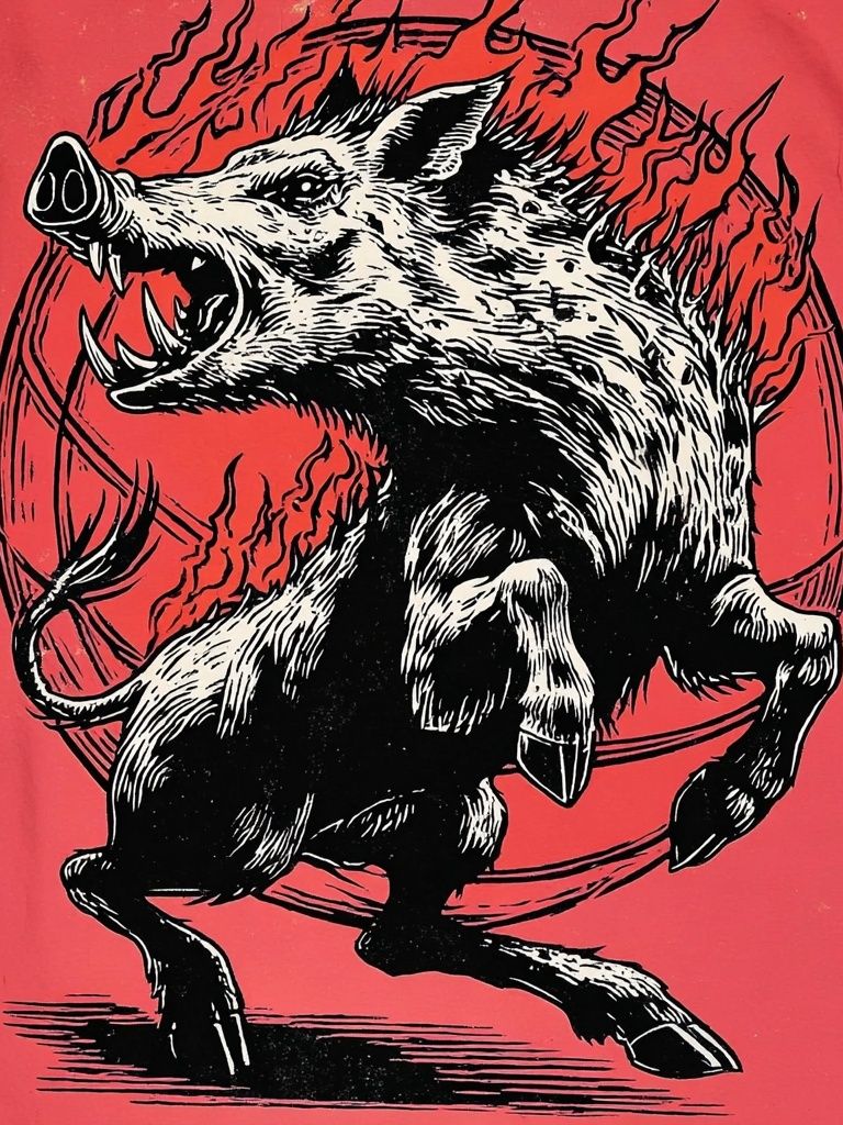 Raging Boar Illustration Poster. poster — illustration art