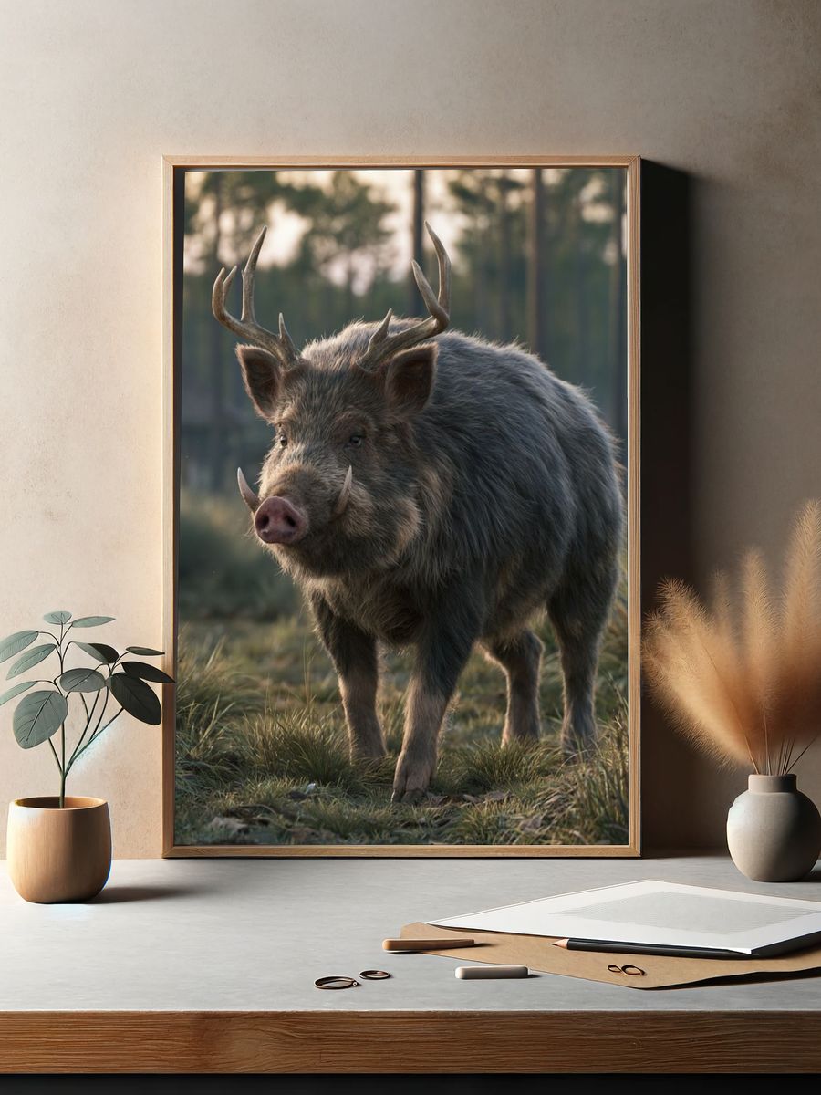 Wild Boar Portrait Photography Poster. — room view 2