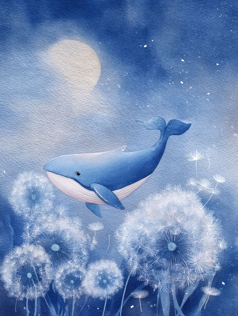 Whale in Blue Watercolor Poster. poster — illustration art