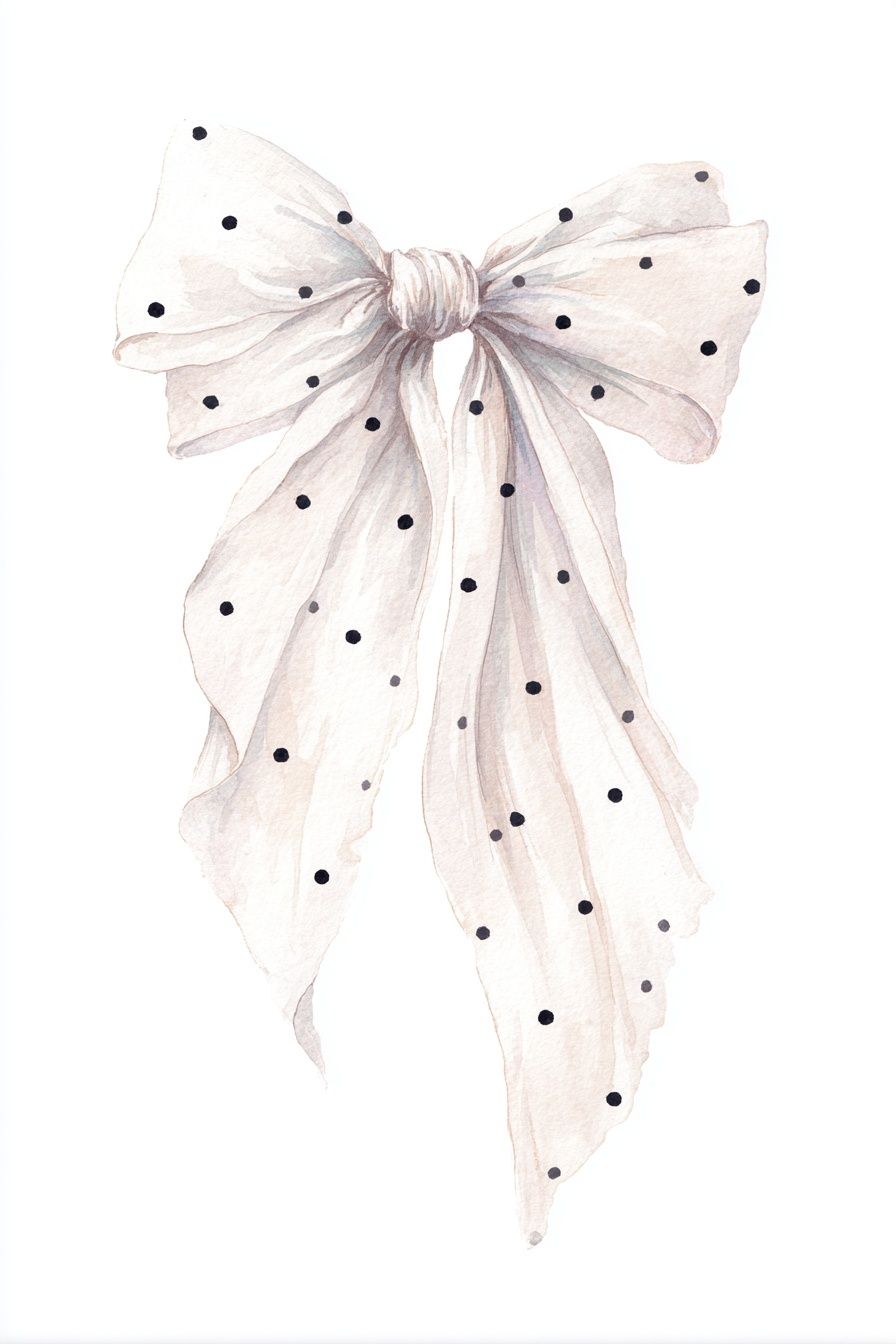 Polka Dot Bow — Watercolor Print. poster — illustration art