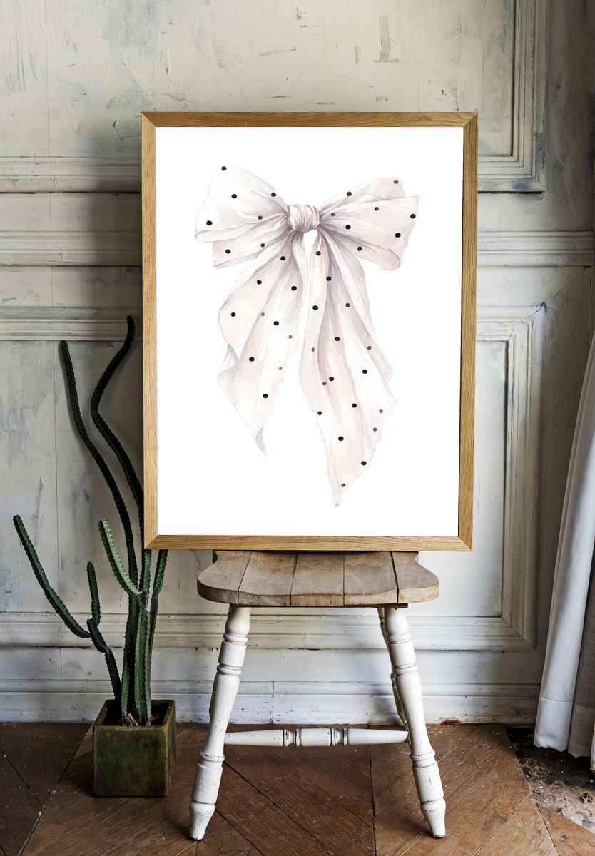 Polka Dot Bow — Watercolor Print room preview