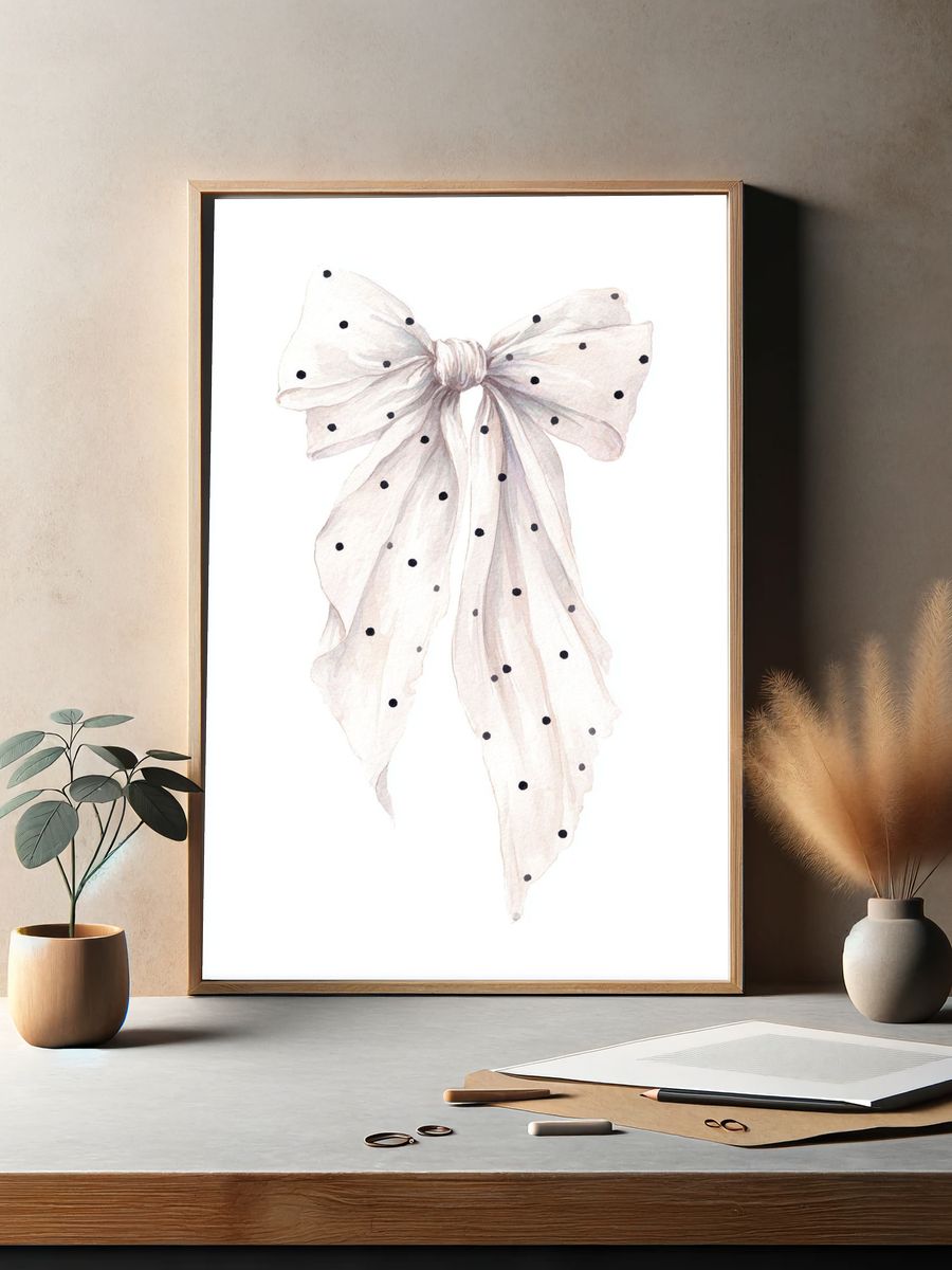 Polka Dot Bow — Watercolor Print. — room view 2