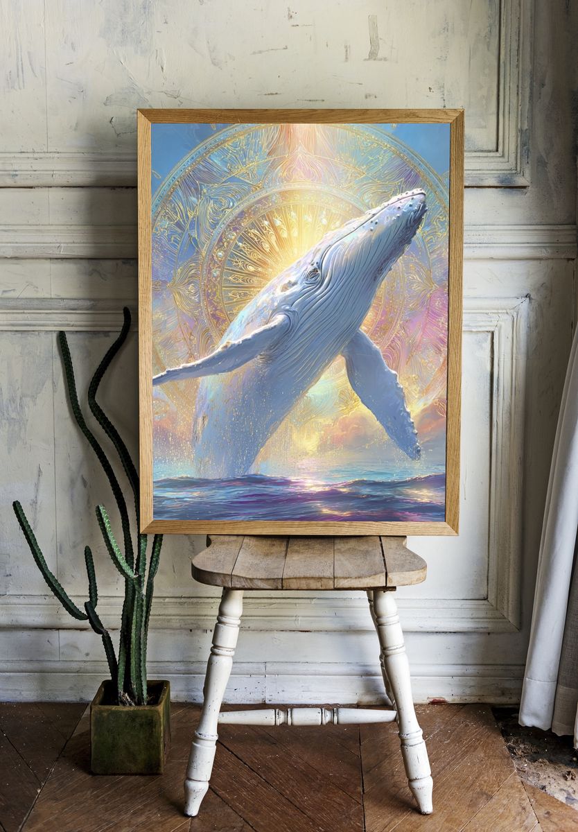 Whale Breaching — Surreal Art Print. — room view 1